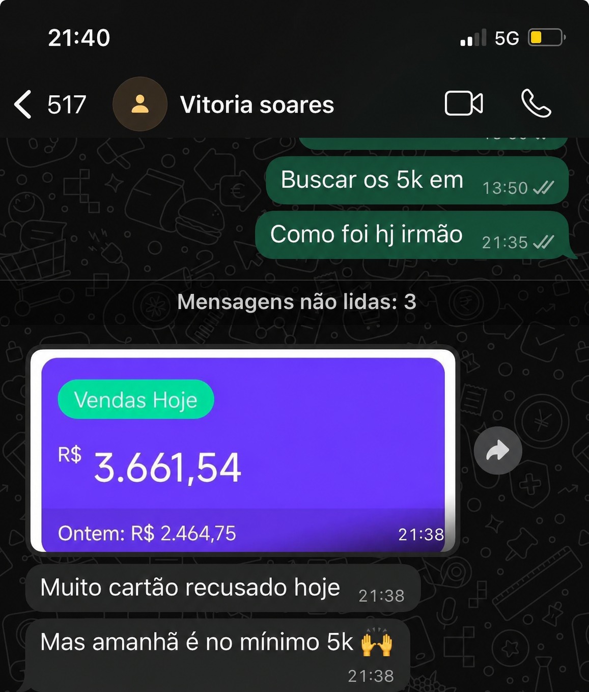 Print de vendas do dia · GOFFEX